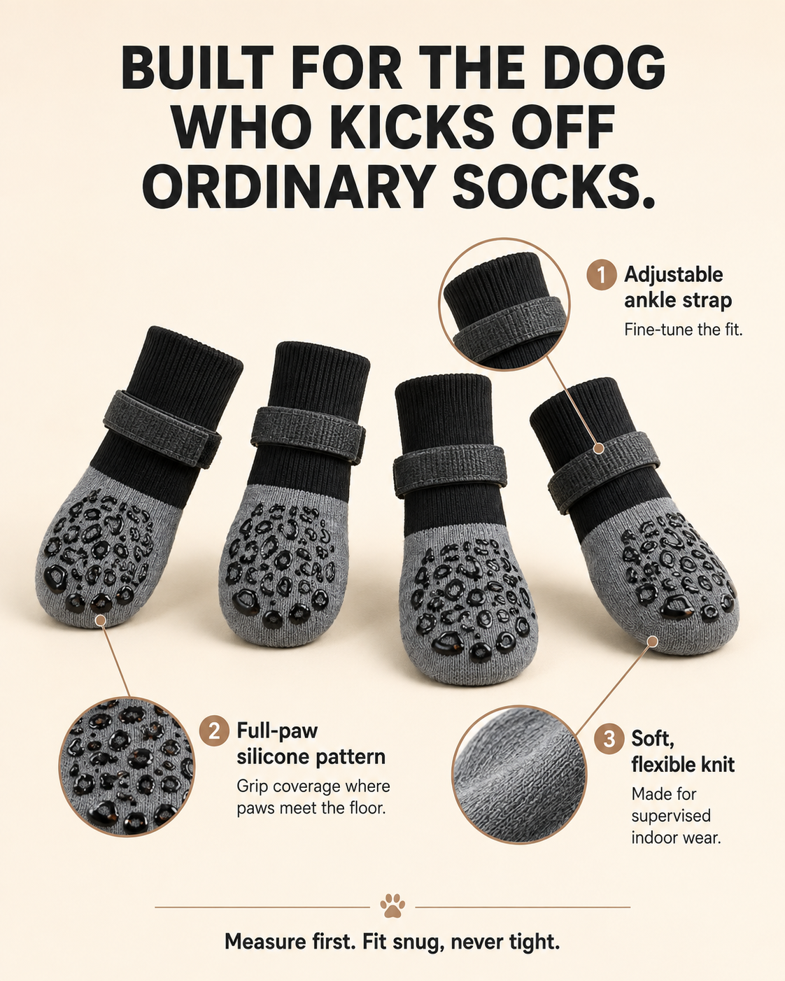 SecureStep full paw traction and adjustable strap details
